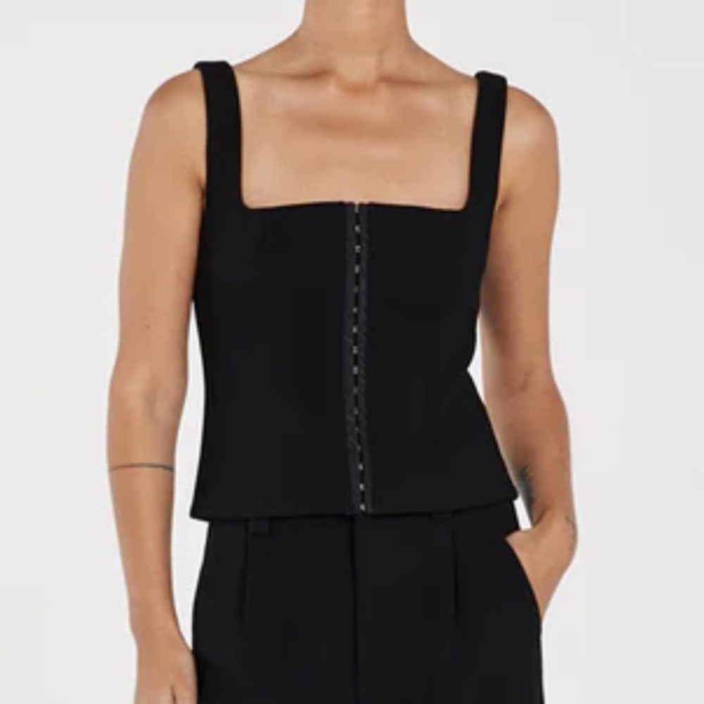 Dissh Rosa Black Hook and Eye Corset Top